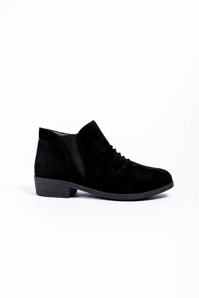 Chloe Ruched Ankle Boot Black Microfibre