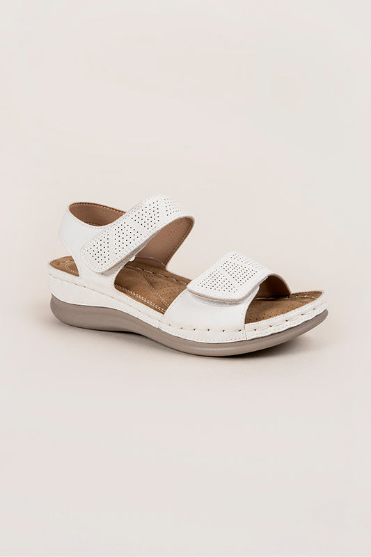 Ruby Adjustable Straps White Ladies Sandals