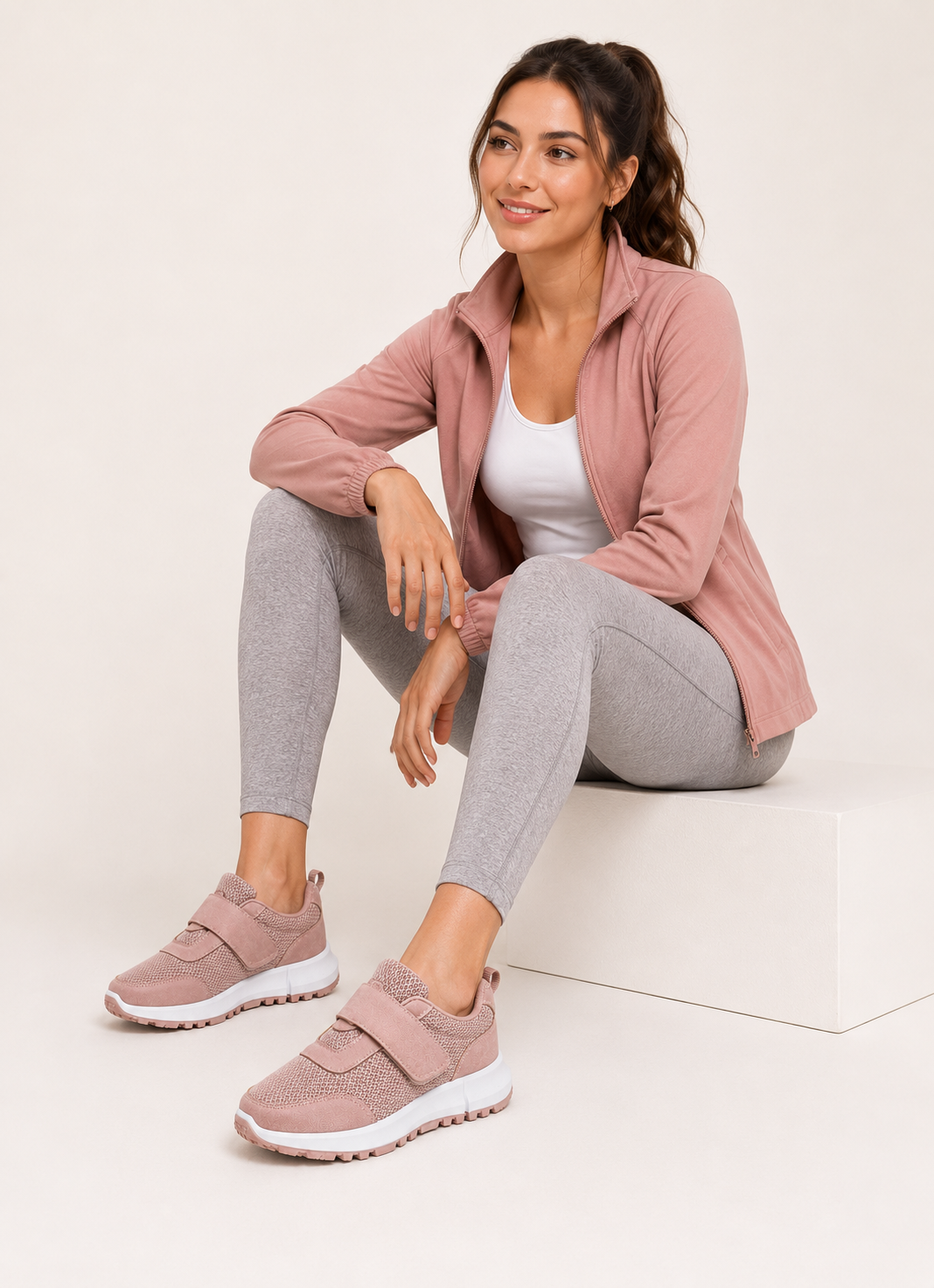 Avery Ladies Touch Fasten Duski Pink Trainers