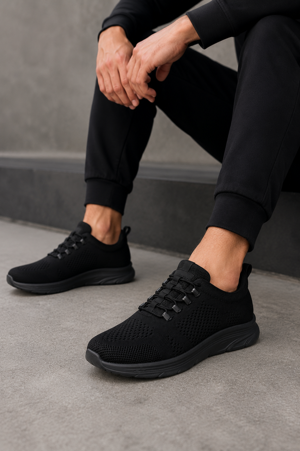 Arlo Men's Bungee Lace Black Trainer