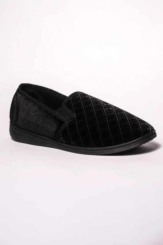 Mens Black Check Slipper