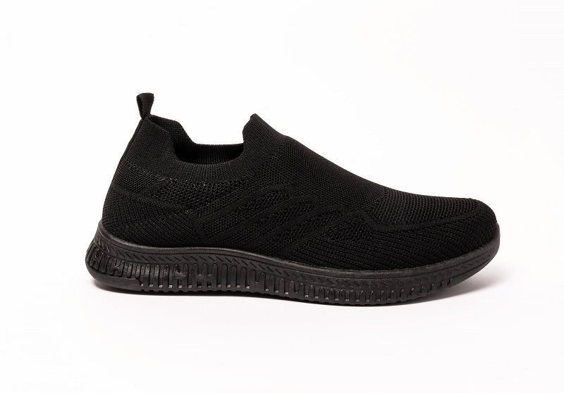 Luke Knitted Slip On Black Trainer
