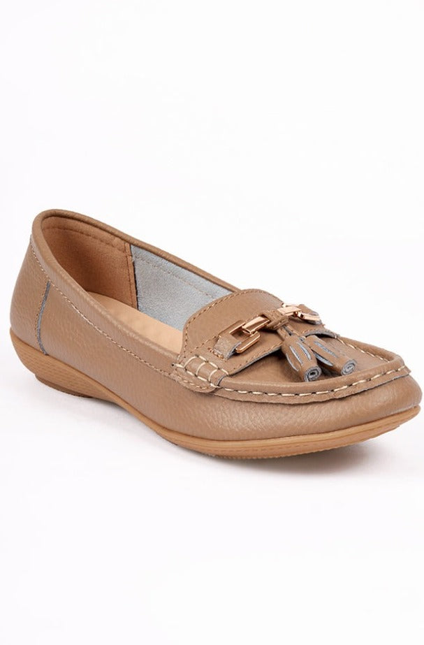 Margaret Leather Loafers Taupe