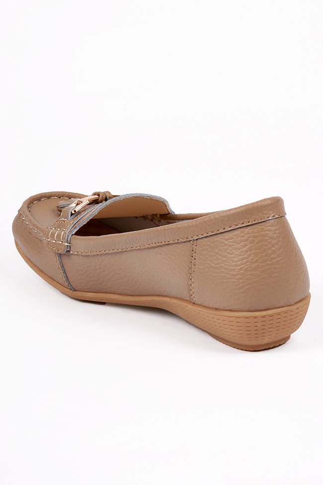 Margaret Leather Loafers Taupe