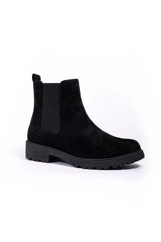 Mila Chelsea Black Microfibre Boot