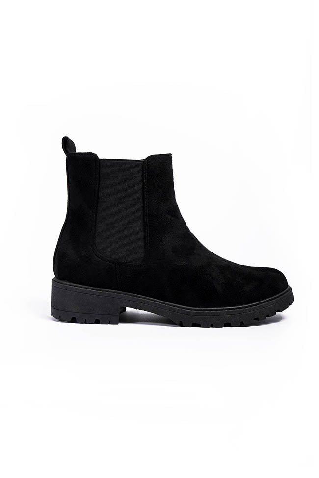 Mila Chelsea Black Microfibre Boot