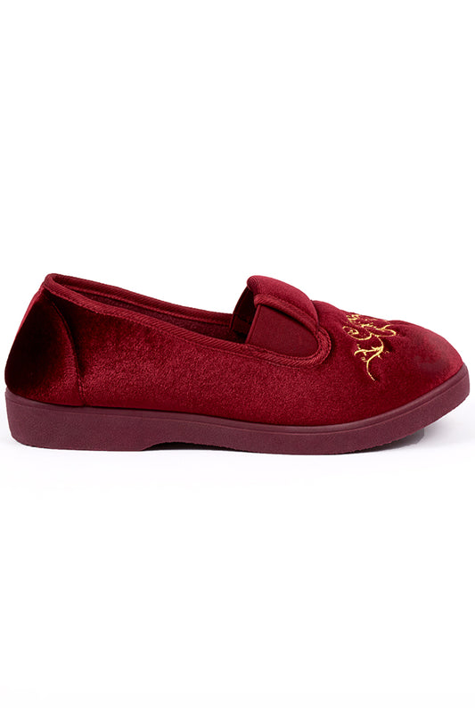 GEMMA EMBROIDERED TWIN GUSSET BURGUNDY