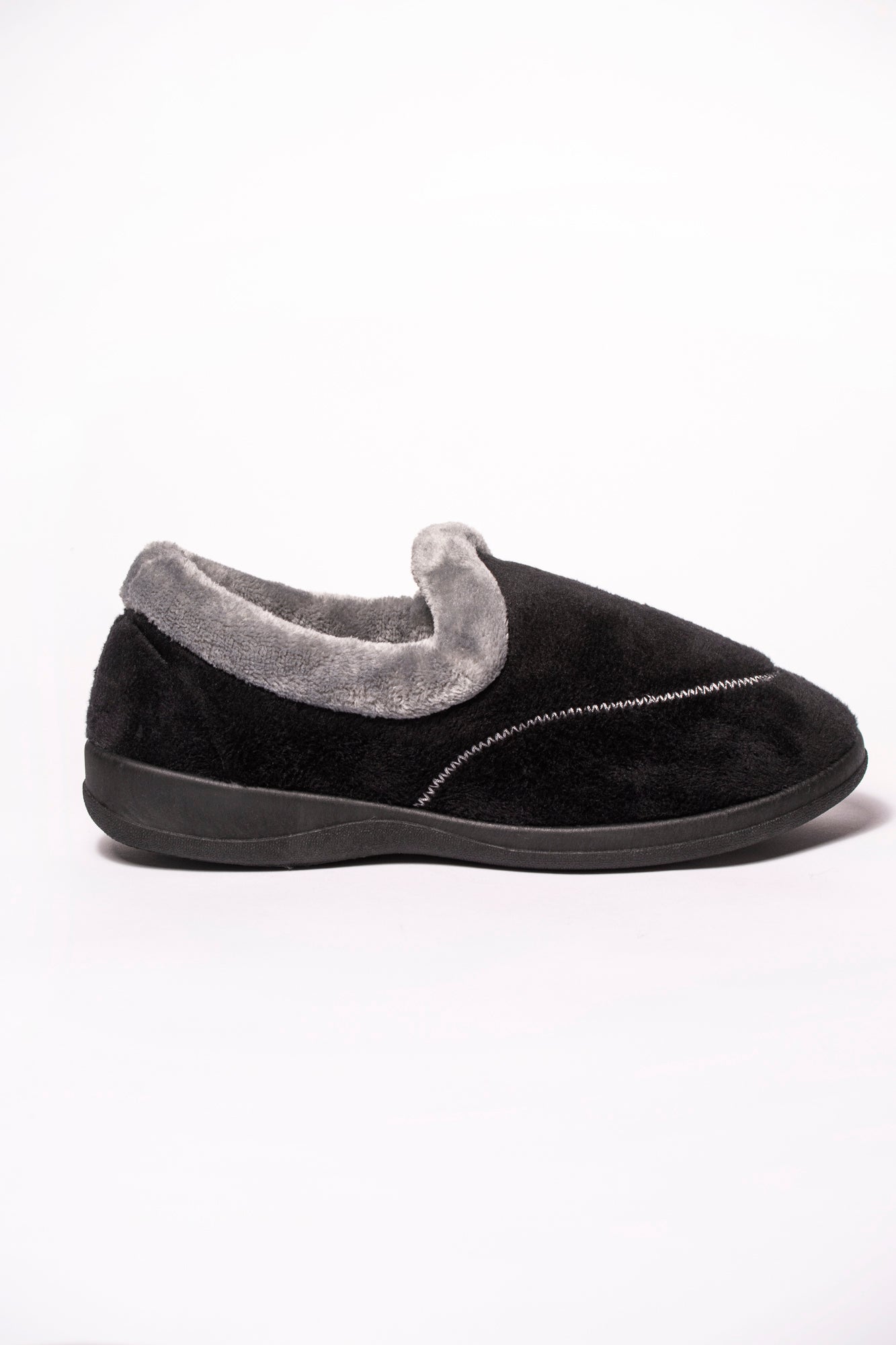 BRIDGET BLACK/GREY VELOUR SLIPPER