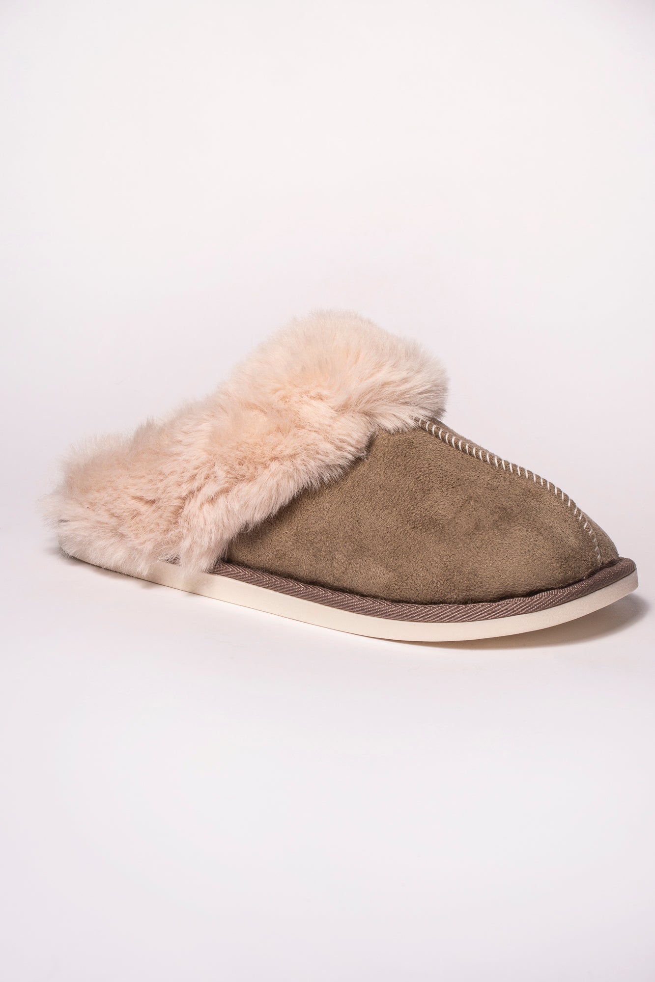 Lizzie Faux Fur Suede Slippers - Mink