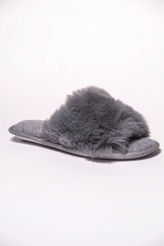 Anna Grey Long Fur Bando Mule