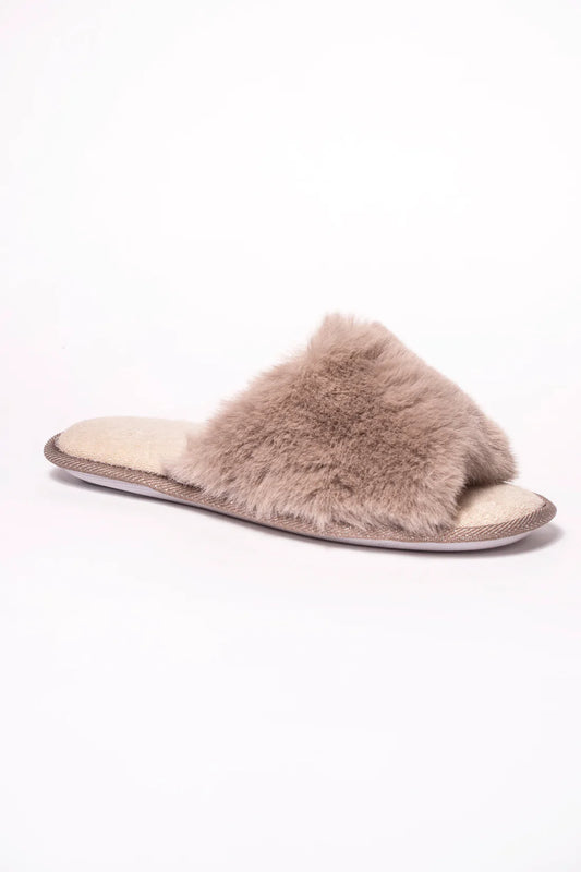 Anna Mocha Long Fur Bando Mule