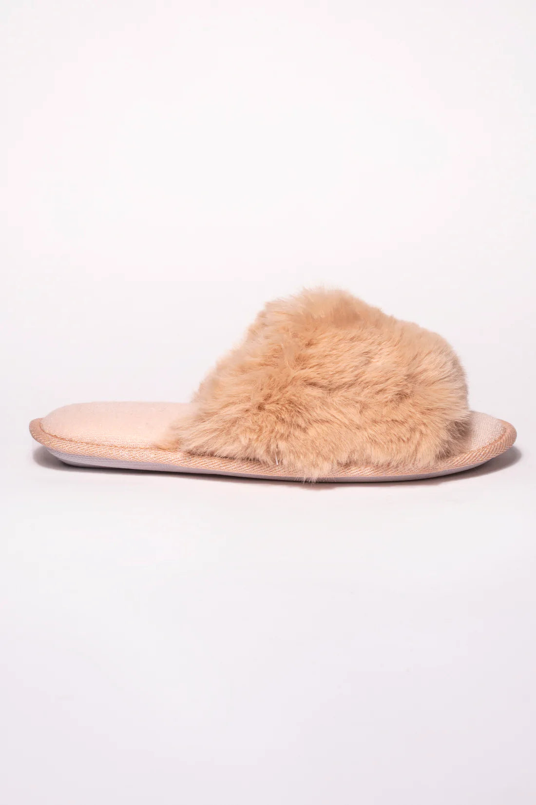 Anna Peach Long Fur Bando Mule