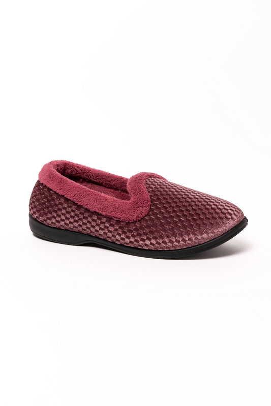 Zoe Heather Shimmer Fur Collar Slipper Memory Foam