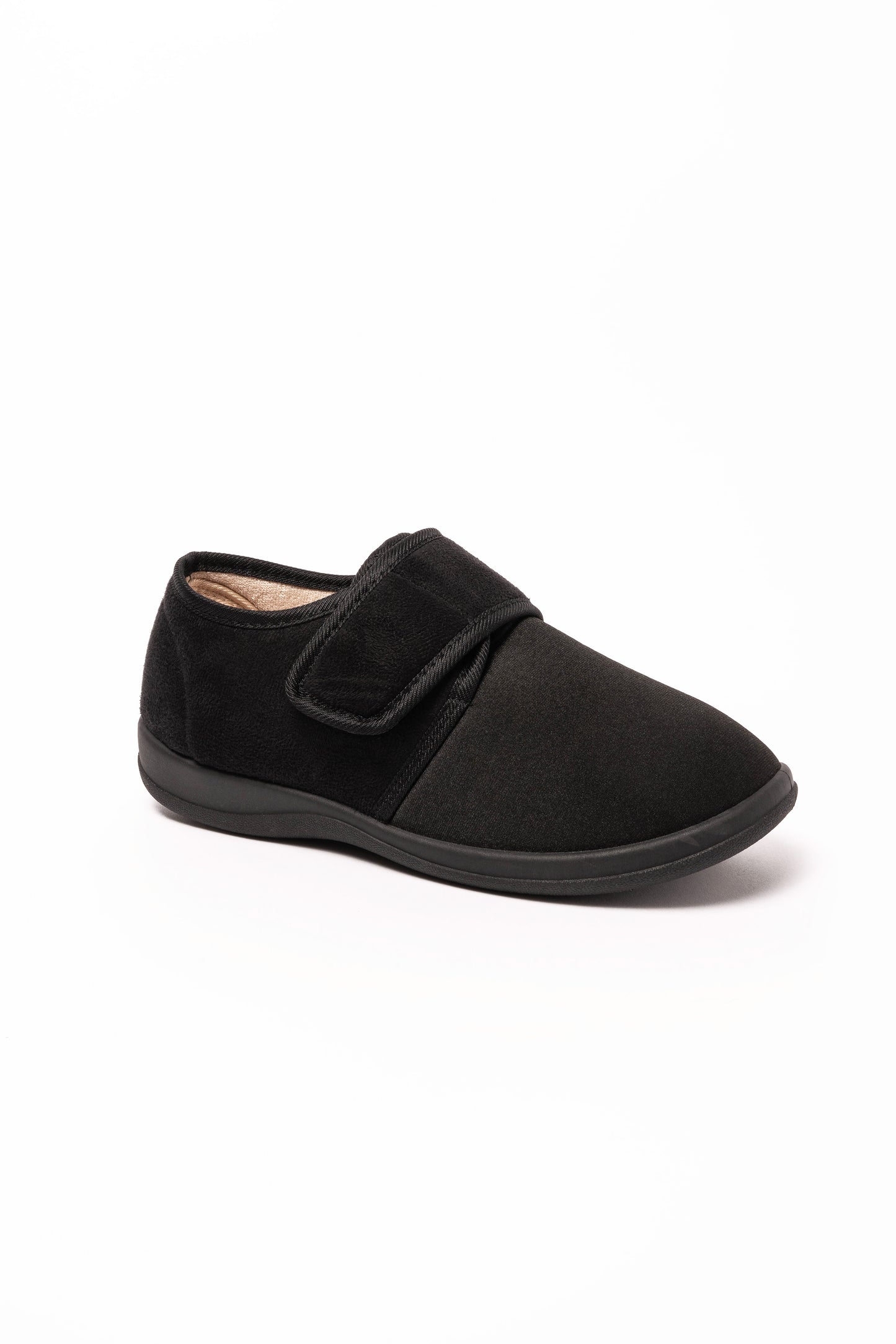 Winnie Black Lycra Touch Fasten Slipper