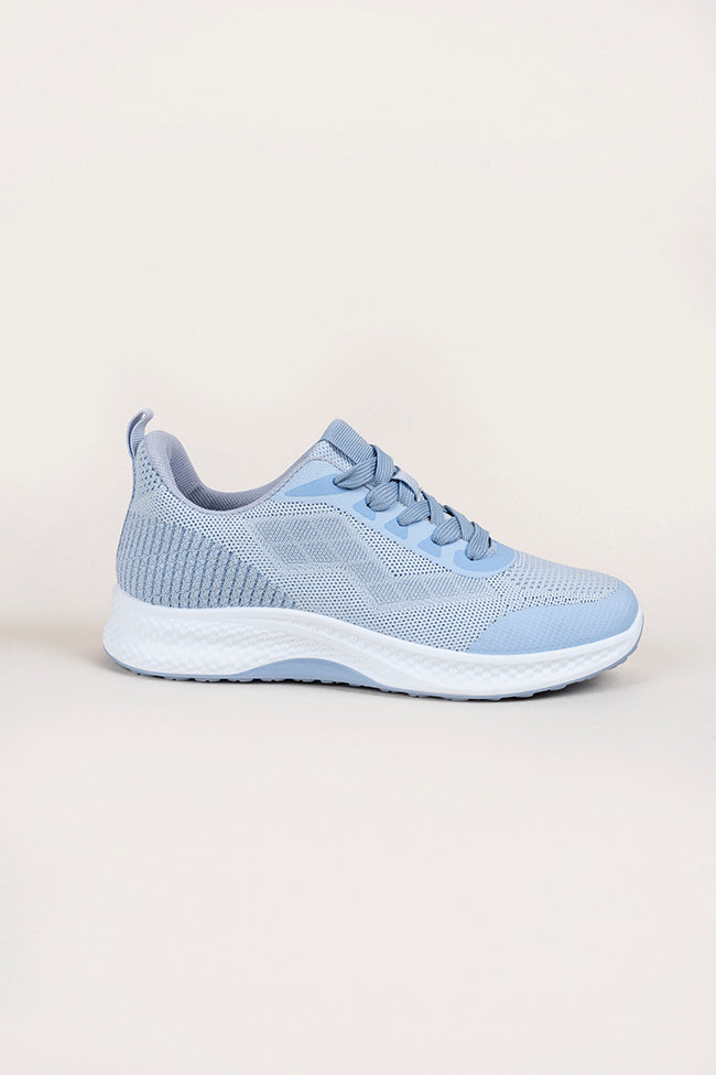 Maureen Ladies Lace Up Baby Blue Trainer