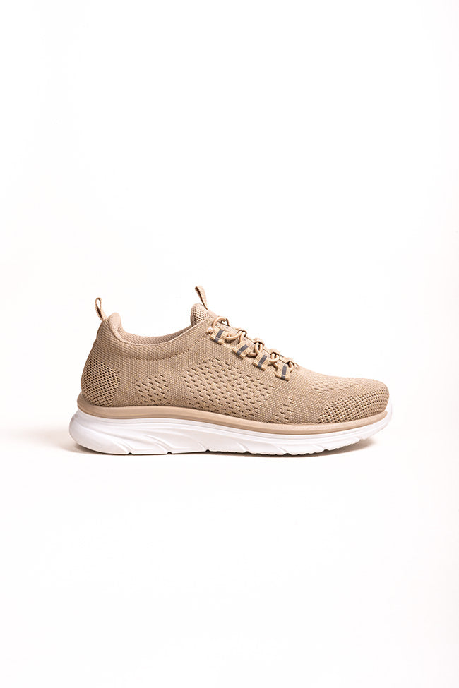Nova Ladies Flynit Bungee Elastic Beige Trainer