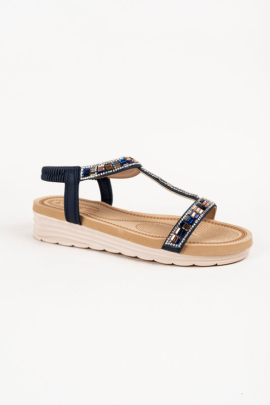 Jemma T Bar Diamanti Navy Ladies Sandal