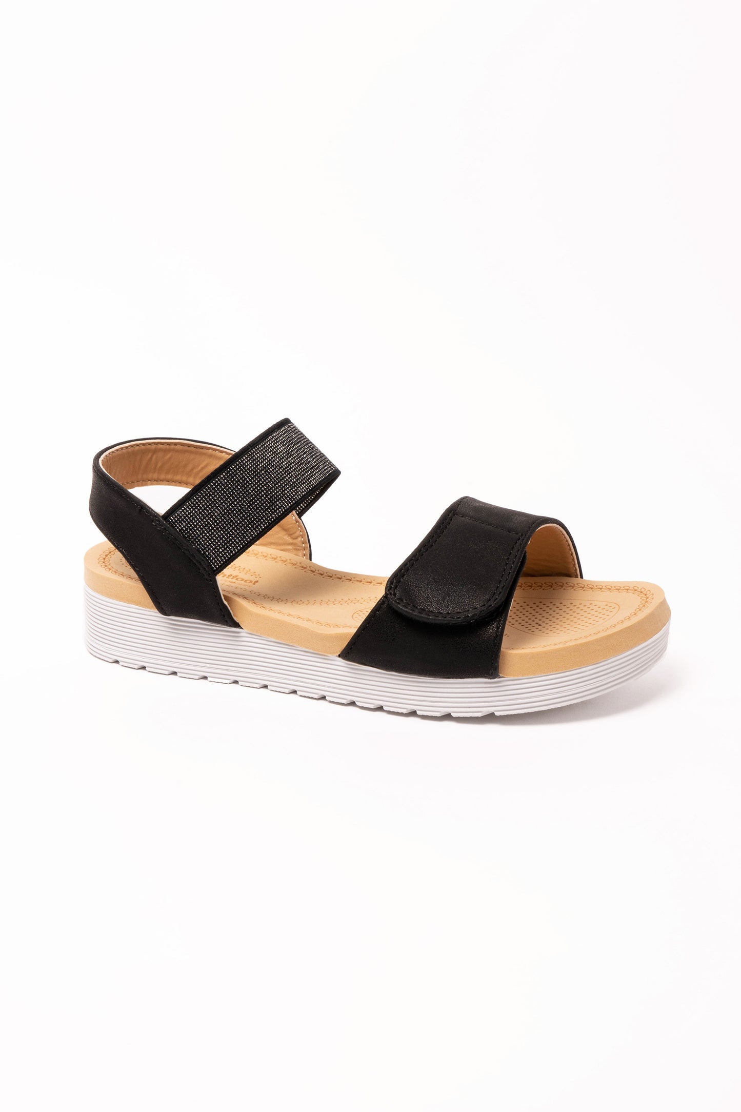 Hazel Shimmer Strap Sandal Black