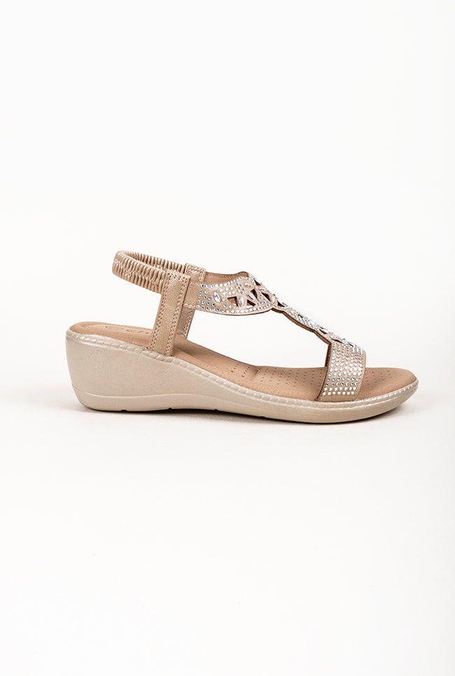 Kayleigh Dr. Lighfoot T Bar Diamanti Gold Sandals