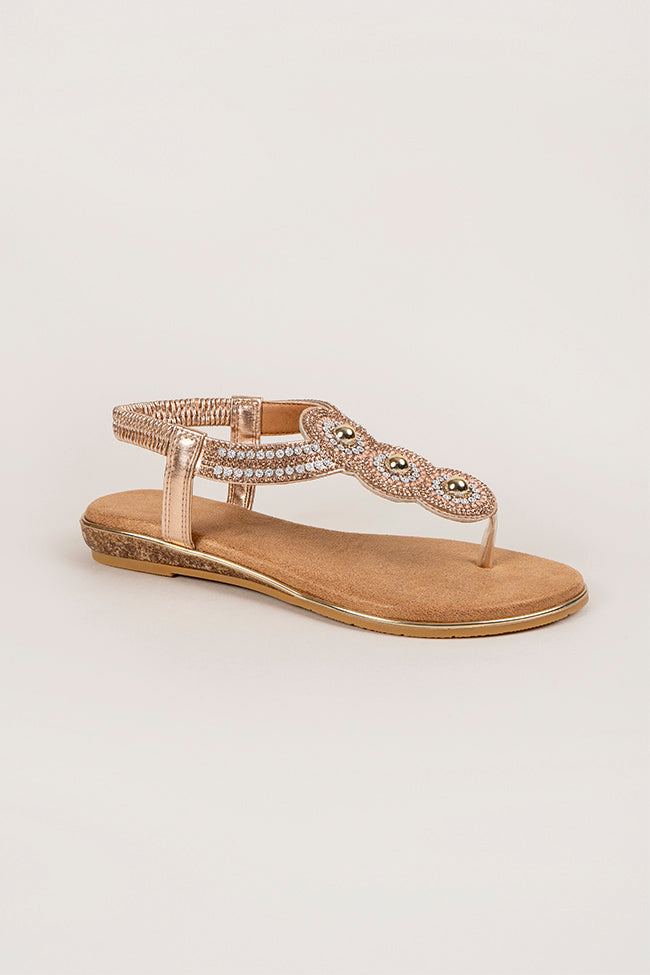 Piper Toe Post Diamanti Rose Gold Ladies Sandals