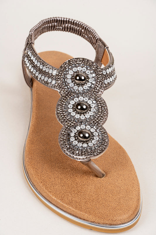 Piper Toe Post Diamanti Pewter Ladies Sandals