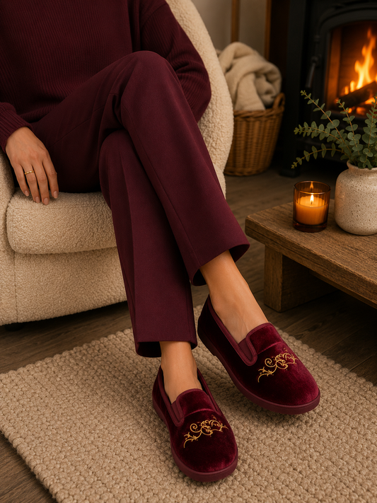 GEMMA EMBROIDERED TWIN GUSSET BURGUNDY