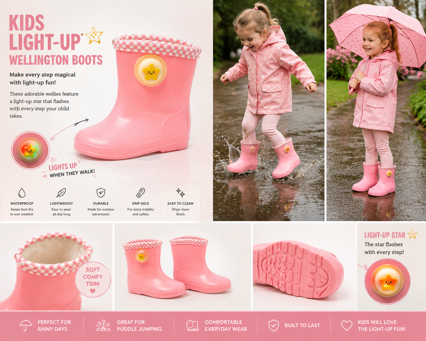 Starzy Girls Rain Boots