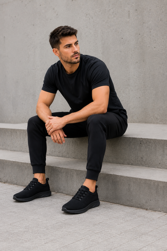 Arlo Men's Bungee Lace Black Trainer