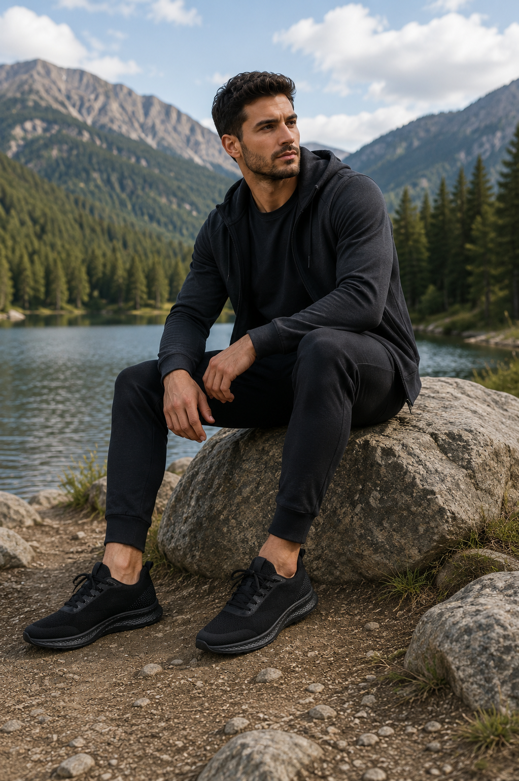 Mateo Flynit Men's Lace Up Trainer Black