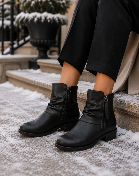 Ivy Ruched Black Boot Matt