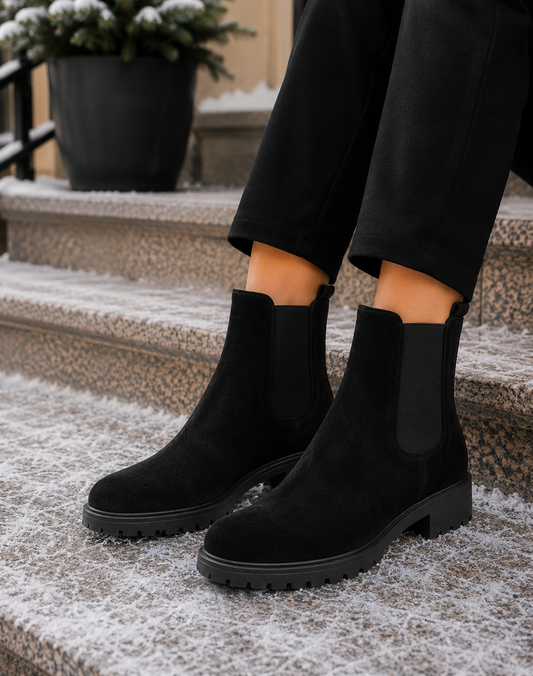 Mila Chelsea Black Microfibre Boot