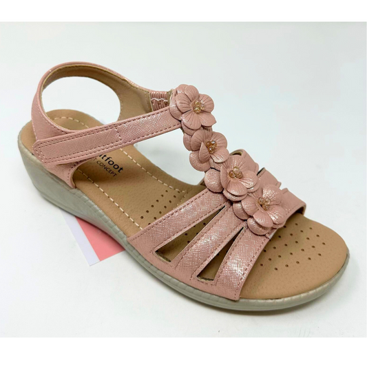 Amelia Dr. Lightfoot Flower Rose Gold Ladies Sandal